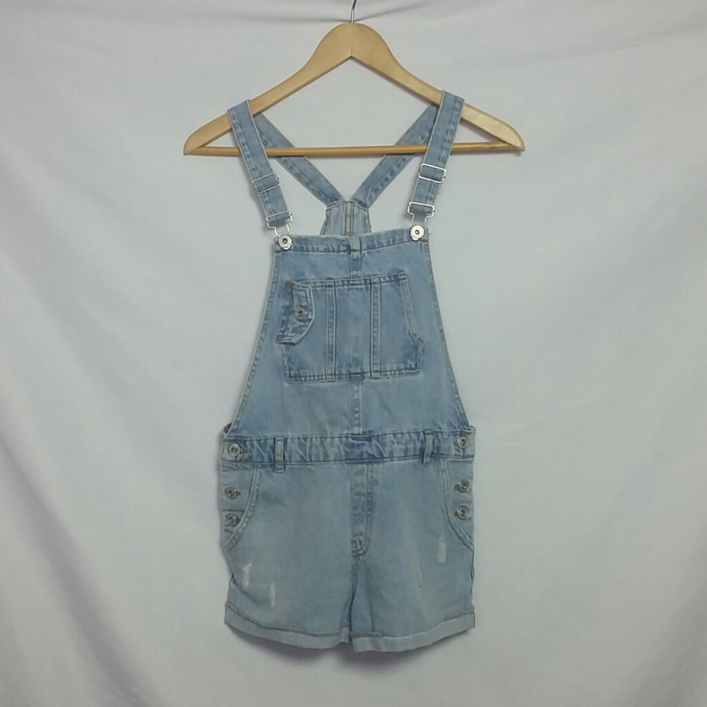 Zara Overall Jean Shorts Size 13/14